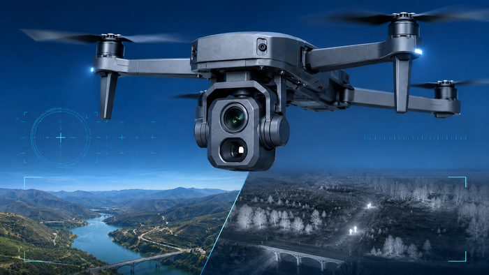 EO/IR and stabilized camera payload with visible and thermal imaging